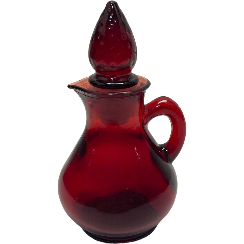 Ruby Red Avon Strawberry Bath Foam Cruet Decanter Bottle EMPTY